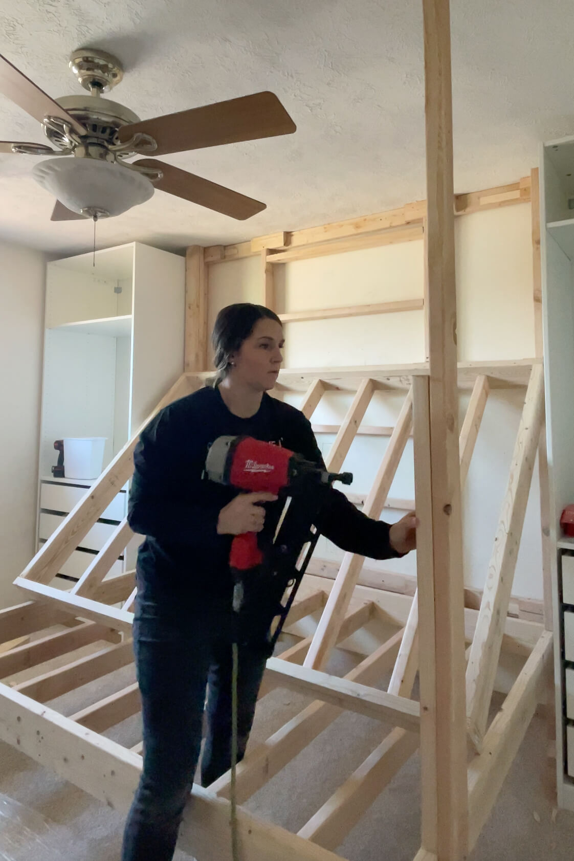 Building the top bunk on my DIY bunk beds.